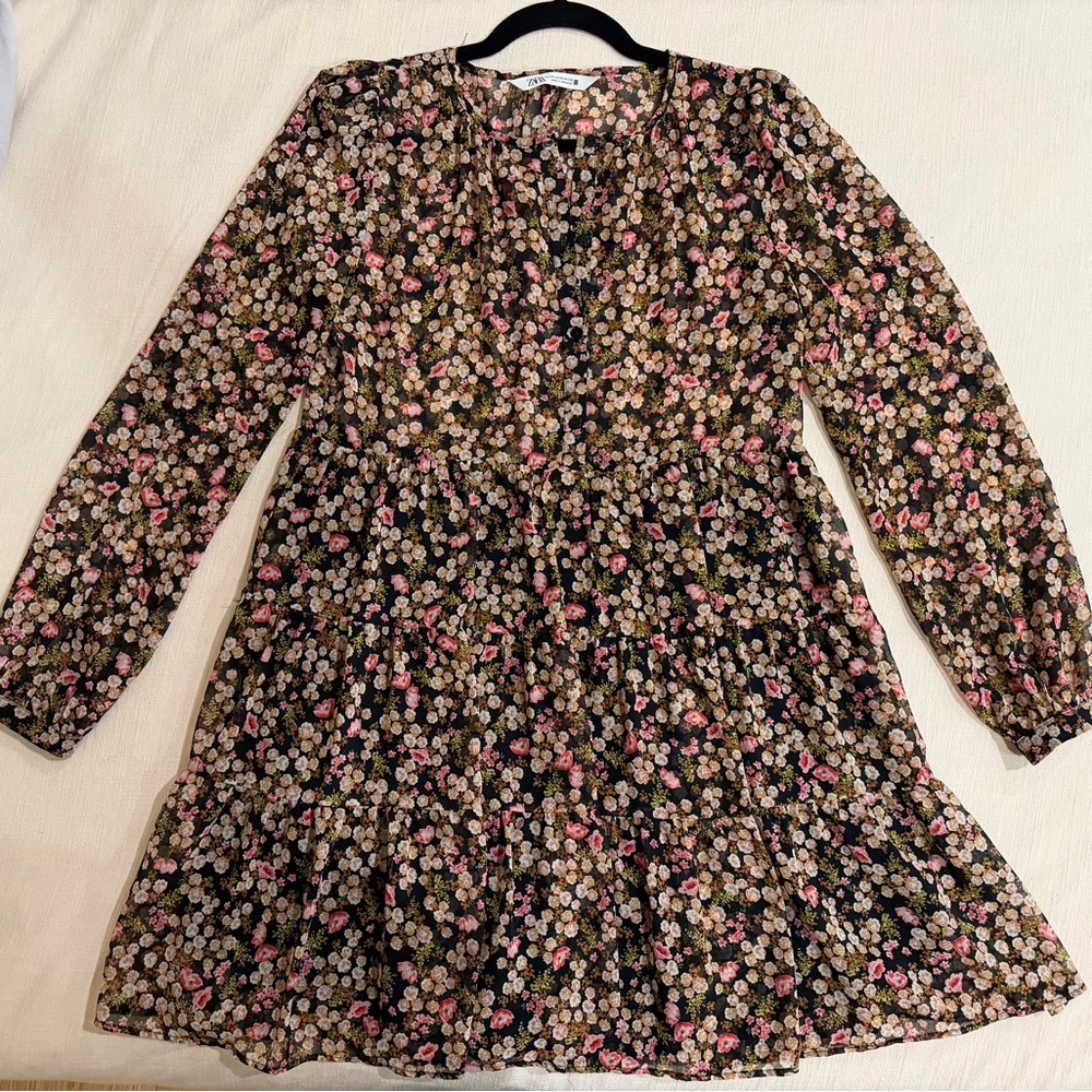 Zara Black Floral Mini Dress
